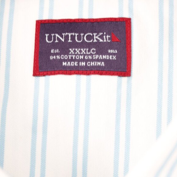 untuckit shirt Mens 3XLC short sleeve button up striped cotton blend stretch - Picture 4 of 13
